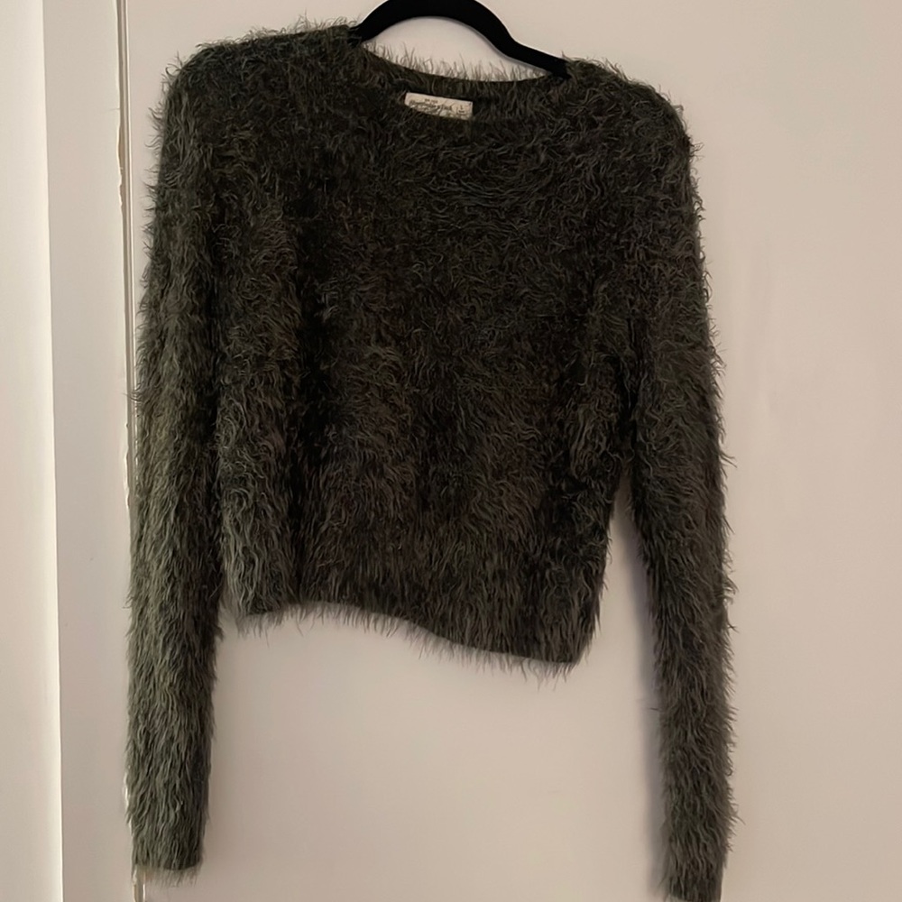 Abercrombie and Fitch grey shaggy sweater